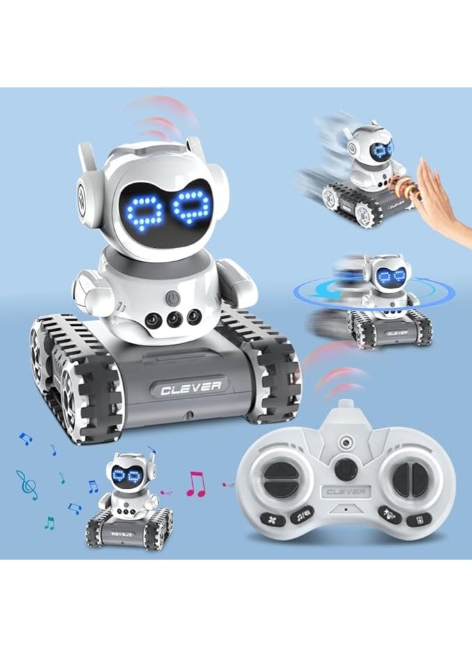 HouDeOS Robot Toy- Rechargeable RC Kids Robots Emo Robot with Lights Music Intercom and Programming Functions  - Image 2