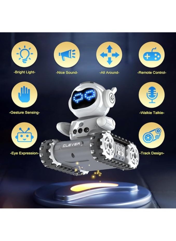 Robot Toy- Rechargeable RC Kids Robots Emo Robot with Lights Music Intercom and Programming Functions