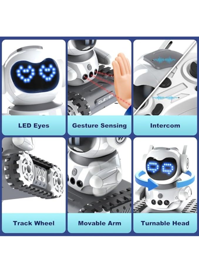 HouDeOS Robot Toy- Rechargeable RC Kids Robots Emo Robot with Lights Music Intercom and Programming Functions  - Image 5