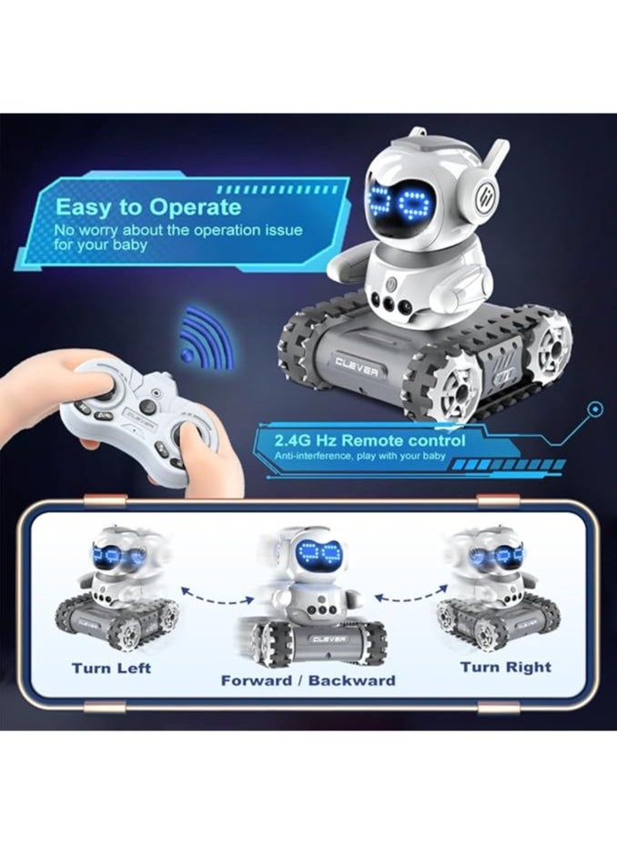 HouDeOS Robot Toy- Rechargeable RC Kids Robots Emo Robot with Lights Music Intercom and Programming Functions  - Image 3