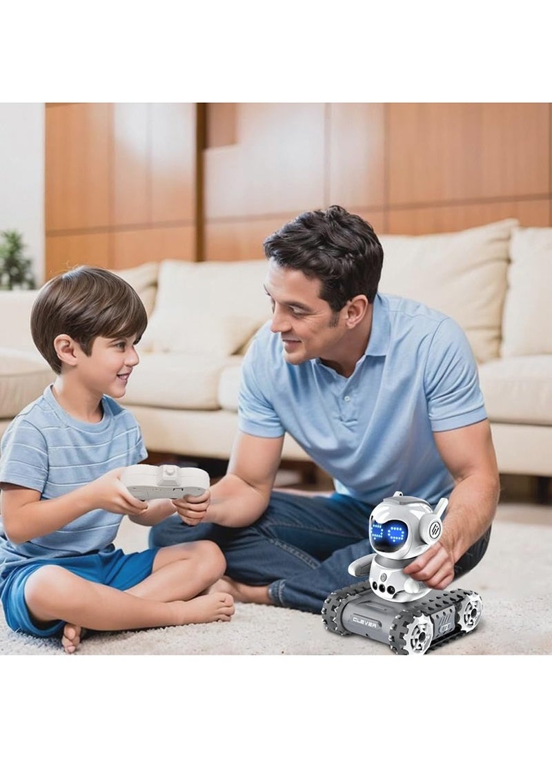 HouDeOS Robot Toy- Rechargeable RC Kids Robots Emo Robot with Lights Music Intercom and Programming Functions  - Image 4