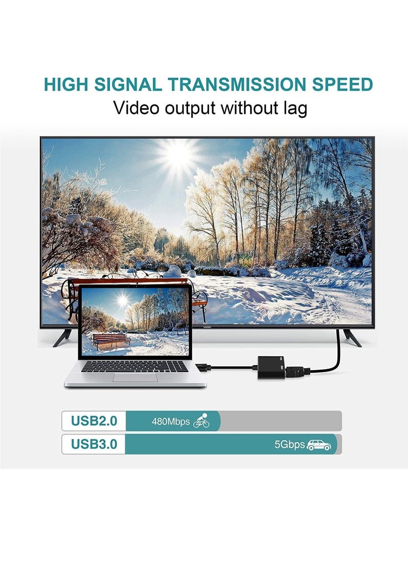 USB 3.0 to HDMI VGA Adapter,USB to 3.5mm Audio ,USB to VGA HDMI Adapter Converter Supports HDMI VGA Sync Output 1080p Compatible with Windows 7/8/8.1/10 Monitor Display Video Adapter Converter