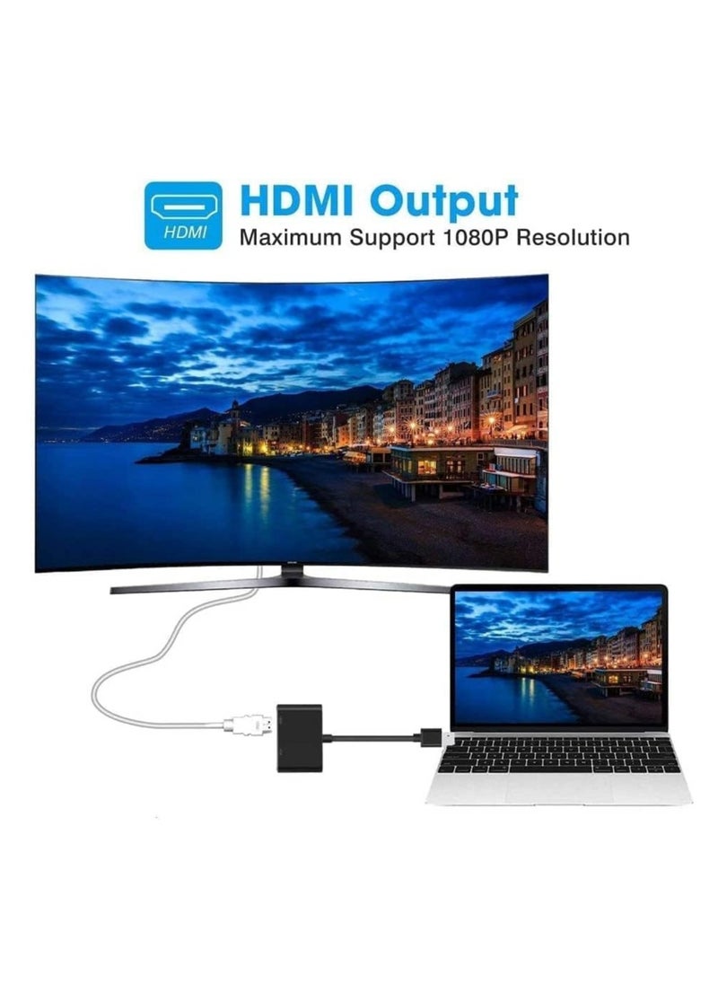 USB 3.0 to HDMI VGA Adapter,USB to 3.5mm Audio ,USB to VGA HDMI Adapter Converter Supports HDMI VGA Sync Output 1080p Compatible with Windows 7/8/8.1/10 Monitor Display Video Adapter Converter