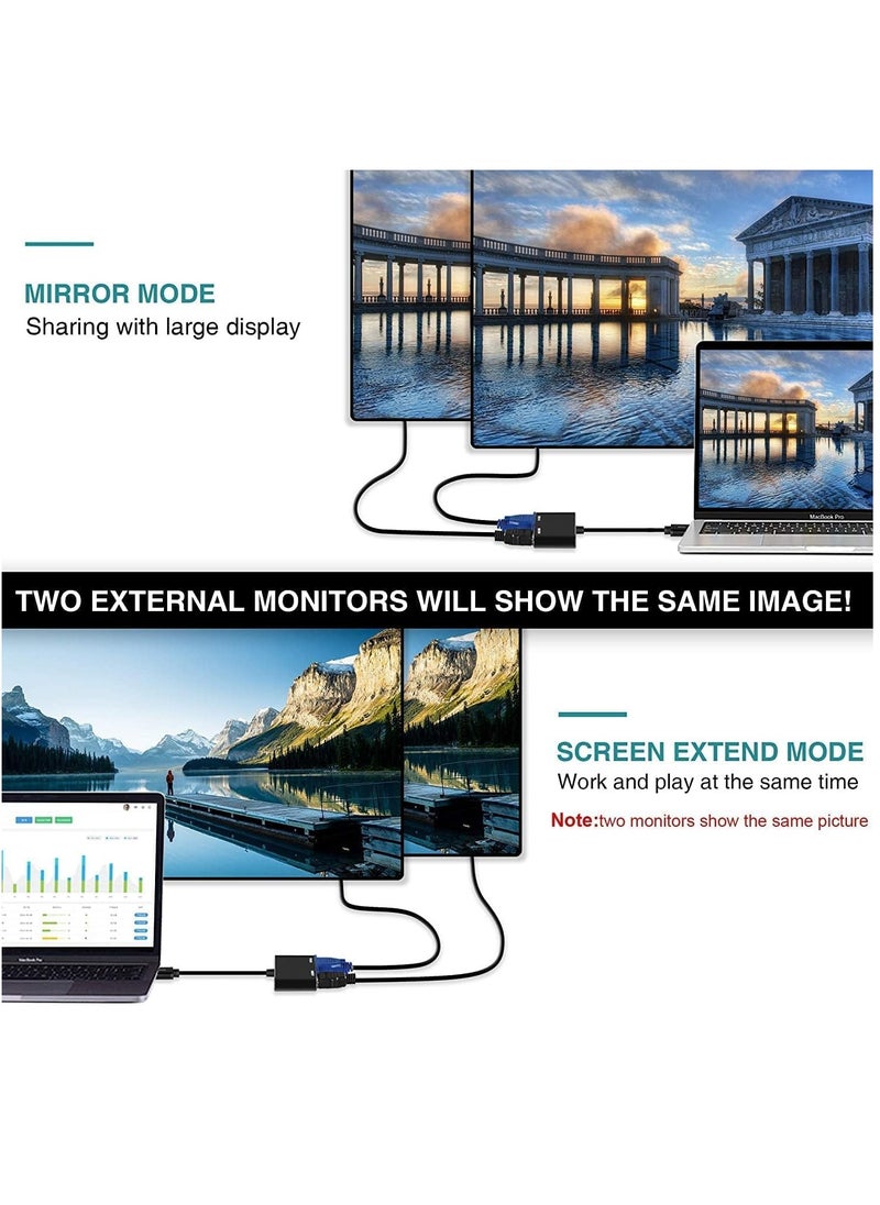 USB 3.0 to HDMI VGA Adapter,USB to 3.5mm Audio ,USB to VGA HDMI Adapter Converter Supports HDMI VGA Sync Output 1080p Compatible with Windows 7/8/8.1/10 Monitor Display Video Adapter Converter