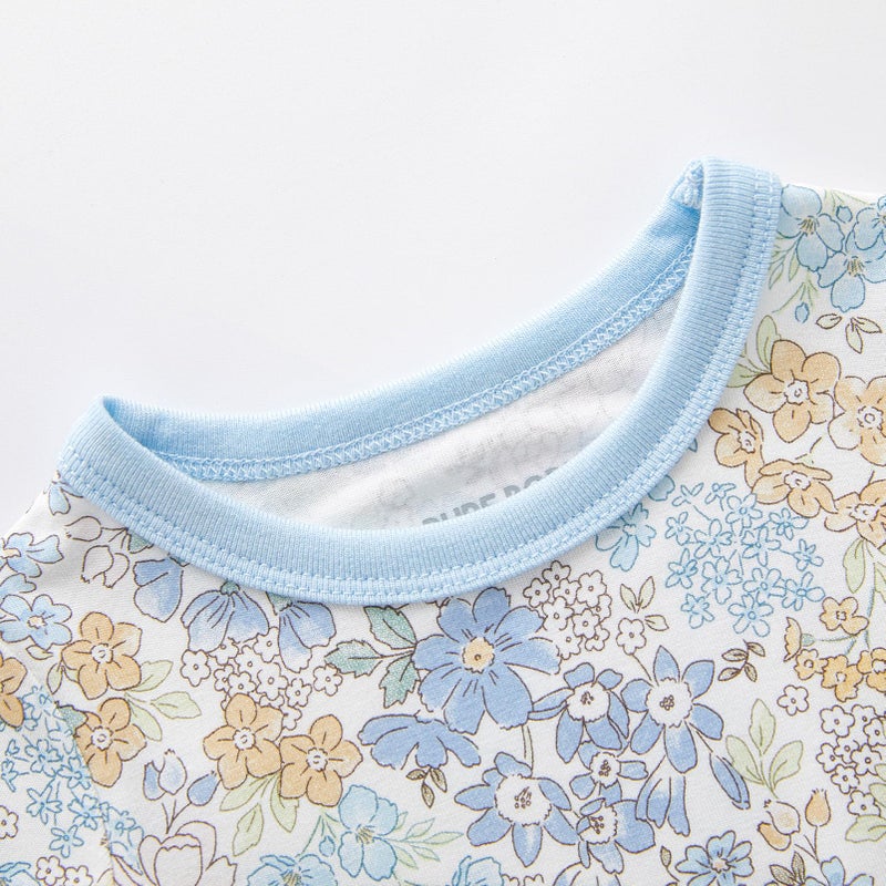 pureborn Baby Girls Viscose From Bamboo Bodysuit Long Sleeve Romper One-Piece Outfit Blue Floral 18-24 Months - Image 4