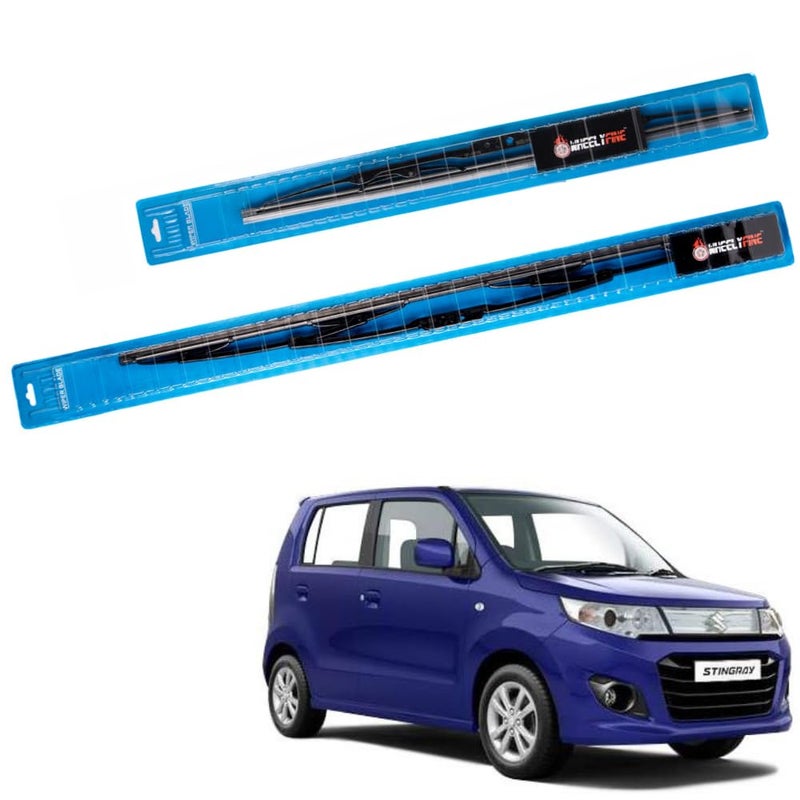 Wheelyfine Car Wiper Blades | Metal Frame | Water Repellent Windshield Wipers | Blade Refills (Maruti Stingray (2008-2017) Dr 18"/Pa 16") - Image 2