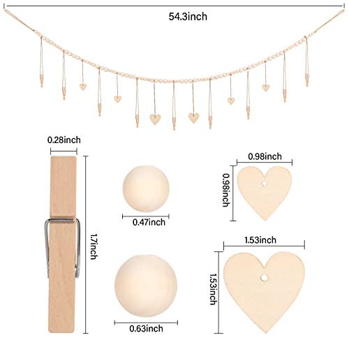 KLOGTSIND Hanging Photo Display with Clips, 9 Wood Clips, Boho Picture Frames Collage Wall Decor, Photo Hanger for Office Cubicle Decor, Kids Art Display (1) - Image 3
