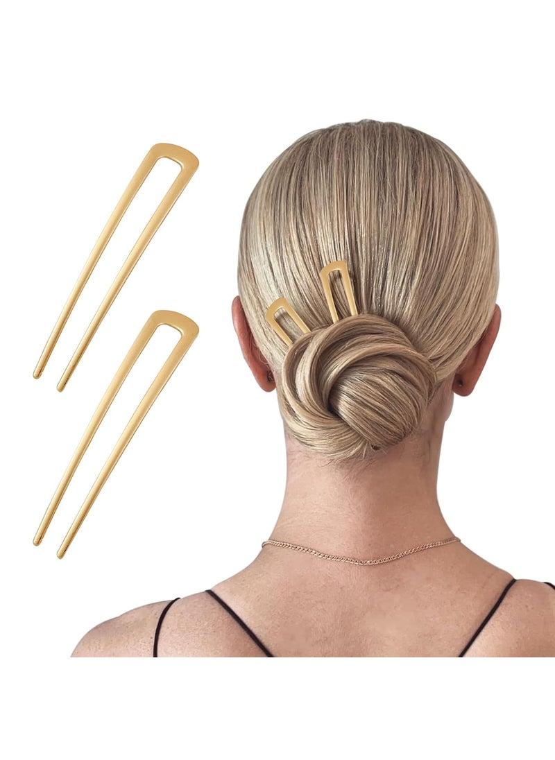 AEGYPIUS 2Pcs U Shaped Hair Pins Metal Hair Fork Vintage Hair Sticks Hair Pins for Buns French Updo Hair Pins for Women Hair Accessories Girls Gifts Hairstyle Chignon 
