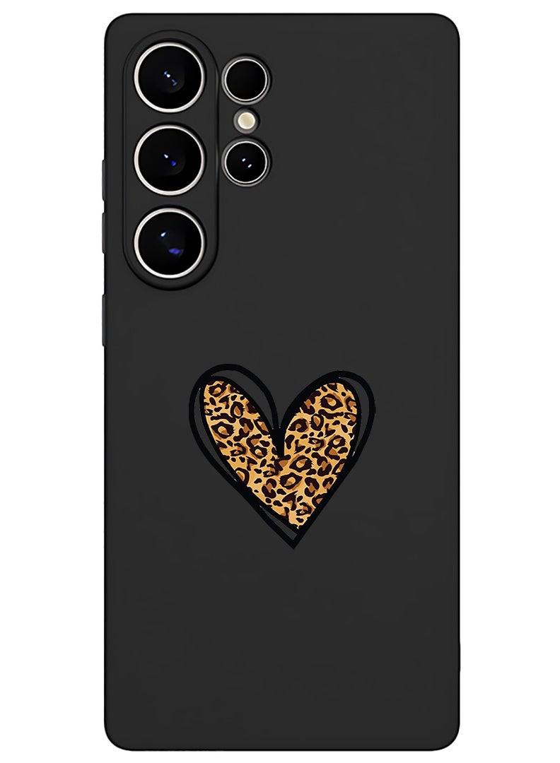 Theodor Protective Slim Fit Case Liquid Silicone Cover with Full Body Protection Anti-Scratch Shockproof Case For Samsung Galaxy S25 Ultra (Black) - leopard Print  - Image 1