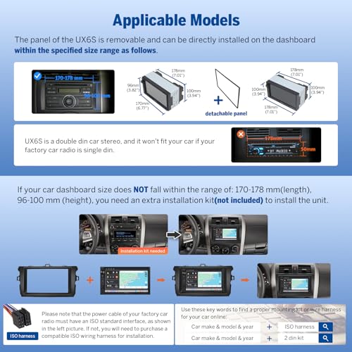 Eonon 6GB+64GB Double Din Car Stereo, 7 Inch Wireless CarPlay Android Auto Car Audio Receiver, Android 13 Touchscreen Navigation, Bluetooth, Backup Camera, 4G LTE, DSP -UX6S - Image 2