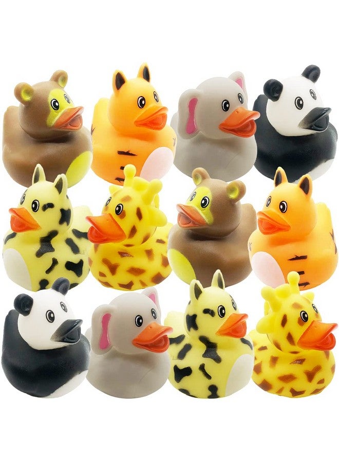 ArtCreativity Zoo Animal Rubber Duckies for Bath - Pack of 12 Cute Safari-Themed Duck Toys for Kids, Fun Bathtub and Pool Toys, Carnival Prizes, and Birthday Party Favors for Boys and Girls - Image 1
