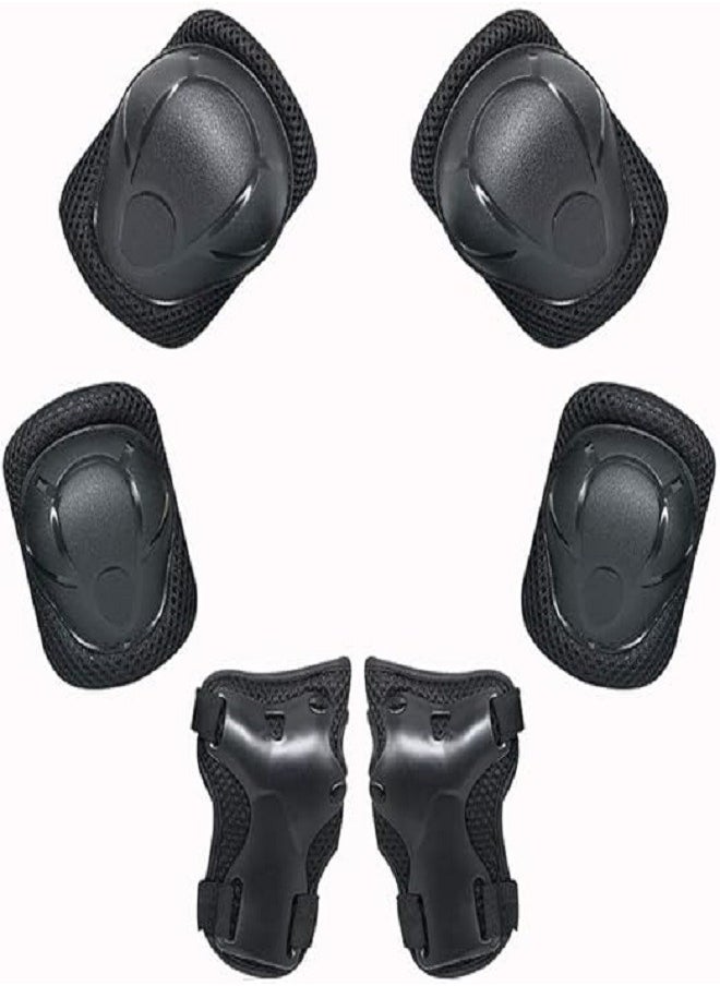 Generic 6 in 1 - Outdoor Sport  Elbow, Knee, Wrist Protective Gear Pads for Kids  Skateboard, Cycling Roller, Skating, safety (Black)  - Image 1