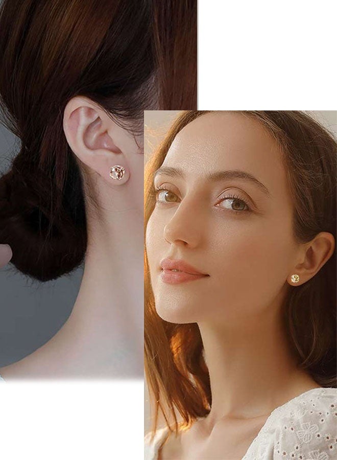 2 Pair 8mm Stainless Steel Magnetic Stud Earrings for Men Clip on Earring Magnetic Earring Unisex Non Piercing Diamond Earrings(Gold & Rose Gold) - Image 3