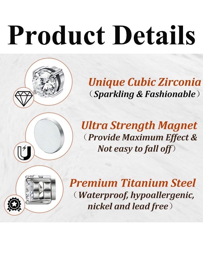 2 Pair 8mm Stainless Steel Magnetic Stud Earrings for Men Clip on Earring Magnetic Earring Unisex Non Piercing Diamond Earrings(Gold & Rose Gold) - Image 2