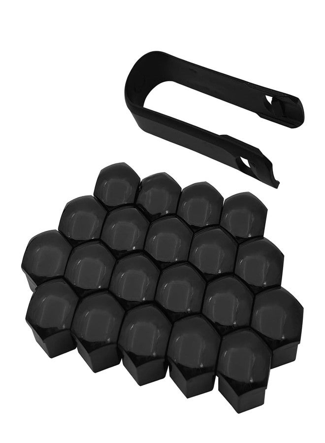 Bawkars 20 PCS Lug Nut Covers, 21mm Bolt Cover Caps with Removal Tool, Hexagonal Plastic Dustproof Wheel Nut Rim Cover, Universal for Most Cars Lug Nut Caps (Black #21mm) - Image 1
