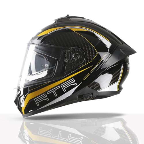 TVS Racing Hurricane Series Full Face Dual Visor Helmet for Men | Premium Bike Helmets with ABS Shell | Quick Release System | Aerodynamic Design | ECE, DOT & ISI Certified (Yellow, XL) - Image 1