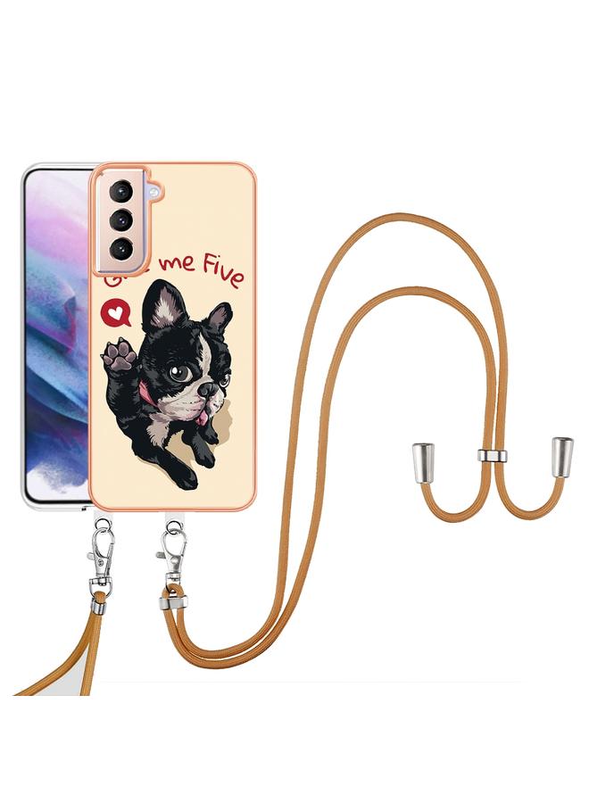 S-TOP Case For Samsung Galaxy S21+ 5G Electroplating Dual-side IMD Phone Case with Lanyard - Image 2