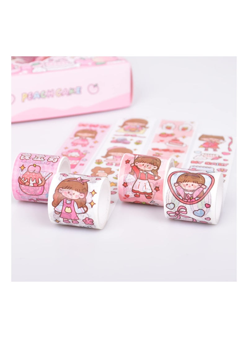 lovely Washi Tape Set 20 Rolls Wide Kawaii Cartoon Animals Aesthetic Decorative Masking Tape Sets for Scrapbook Journaling Kid's DIY Craft Scrapbooking Supplies Pink - Image 2