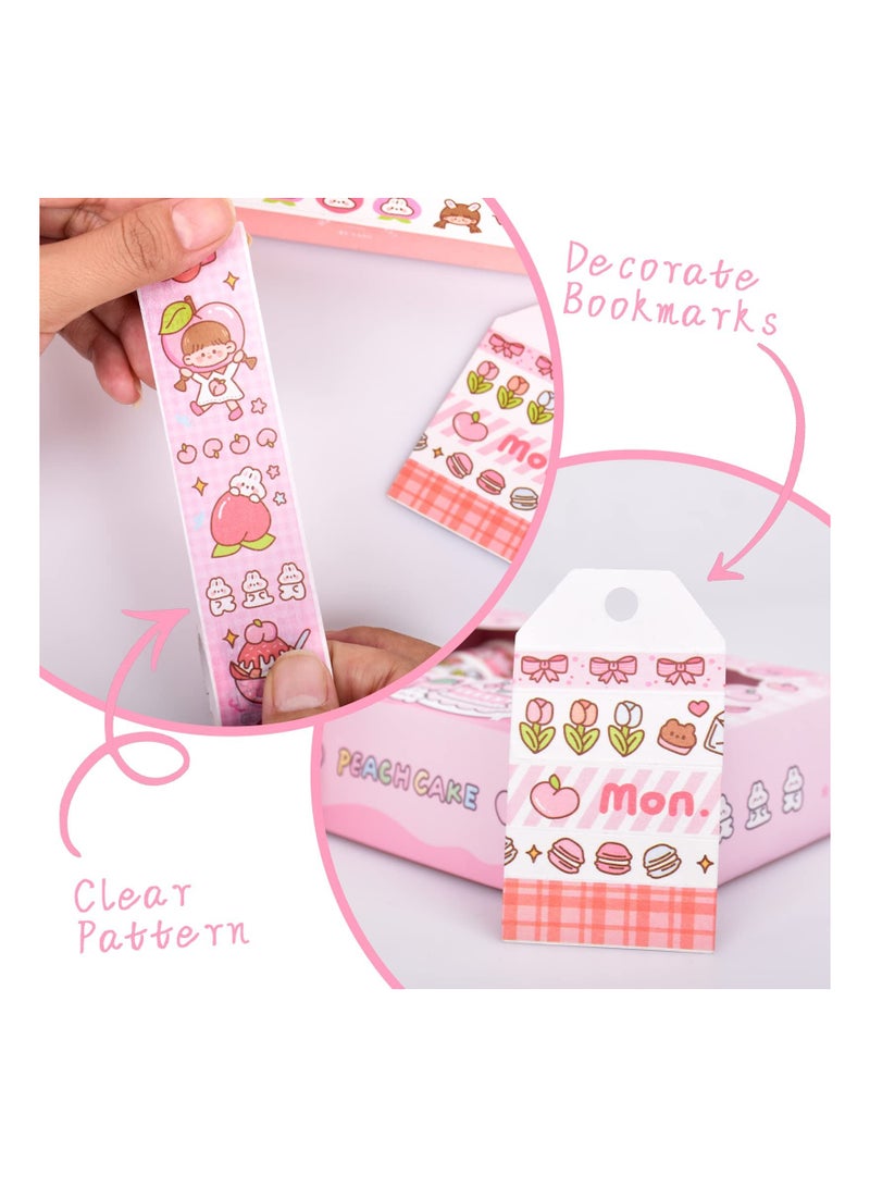 lovely Washi Tape Set 20 Rolls Wide Kawaii Cartoon Animals Aesthetic Decorative Masking Tape Sets for Scrapbook Journaling Kid's DIY Craft Scrapbooking Supplies Pink - Image 5