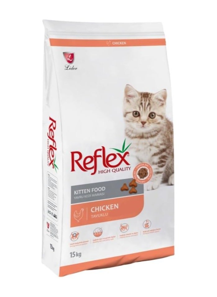 Reflex High Quality Chicken and Rice Dry Kitten Food - 15 Kg