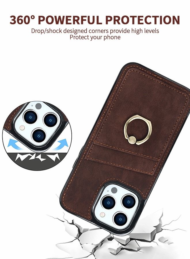 GROIC For IPhone 14 Pro Max Case 6.7 Inch Wallet Case with Card Holder Ring Kickstand Dual Layer Leather Credit Card Slots Protective Shockproof Cover Designed for IPhone 14 6.1 Inch Shell - Image 5