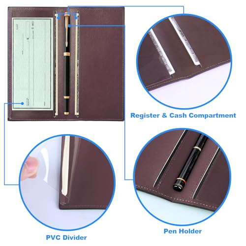 CASMONAL Premium Leather Checkbook Cover for Men and Women Checkbook Holder Wallet RFID Blocking - Image 3