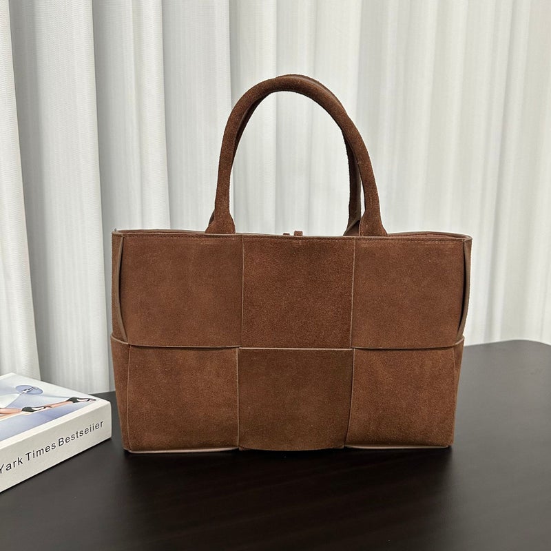 Frosted Leather Hand-Woven Women'S Handbag Large Capacity Tote Bag Shopping Bag Shoulder Letter Bag - Image 5