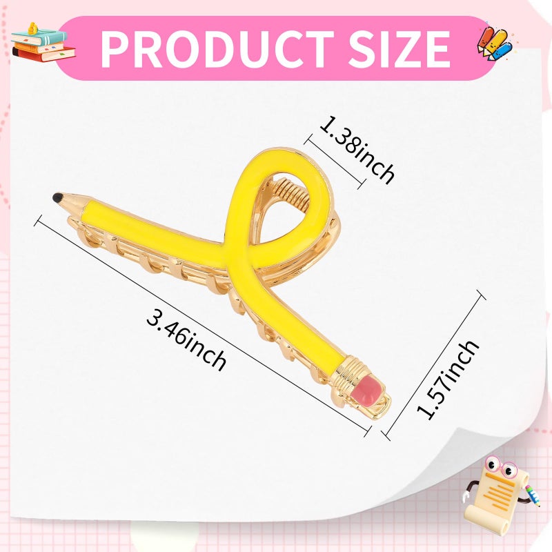 YARIEW Pencil Hair Claw Clips for Women Thick Hair Funny Back to School Hair Clips for Thin Hair Jaw Barrettes Cute Teacher Hair Accessories Teacher Appreciation Gift Party Costume Christmas - Image 2