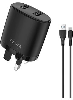 Pawa Auto-ID Wall Charger 2.4A UK with Type-C Cable / Portable & Elegant / Secure and Saturated / wide compatibility / Fast Charger - Black  - Image 1