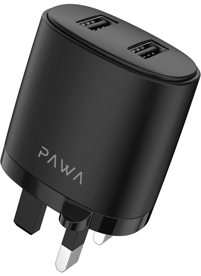 Pawa - Auto-ID Wall Charger 2.4A UK with Type-C Cable / Portable & Elegant / Secure and Saturated / wide compatibility / Fast Charger - Black - Image 1