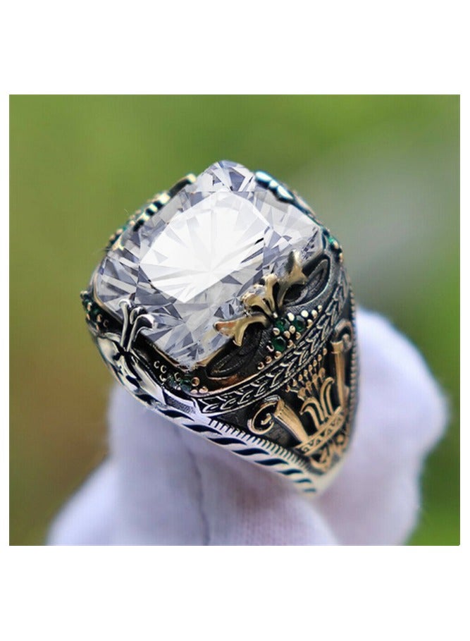 Mark Fairwhale New Retro Men's Electroplated Dual Tone Inlaid Turquoise Ring