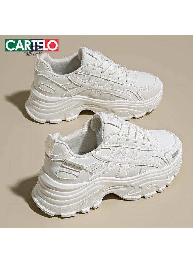 Cartelo Women's Versatile Chunky Sneakers With Platform Soles For Comfortable Sports Casual Running Shoes For Girls 1626 Beige 37 - Image 2