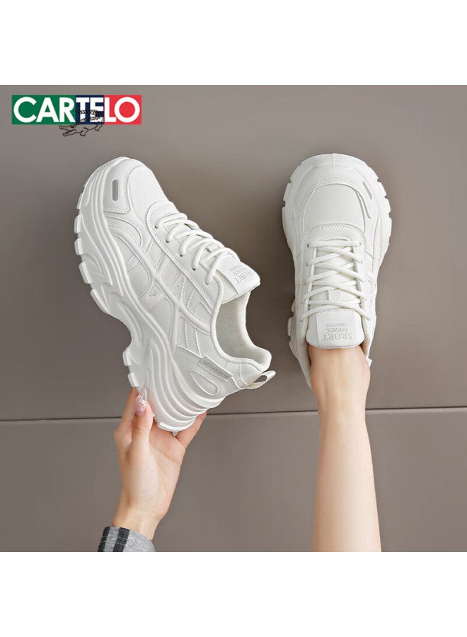 Cartelo Women's Versatile Chunky Sneakers With Platform Soles For Comfortable Sports Casual Running Shoes For Girls 1626 Beige 37 - Image 3