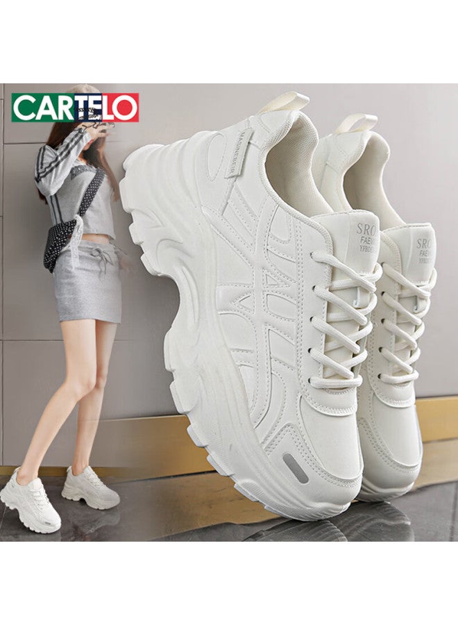 Cartelo Women's Versatile Chunky Sneakers With Platform Soles For Comfortable Sports Casual Running Shoes For Girls 1626 Beige 37 - Image 1