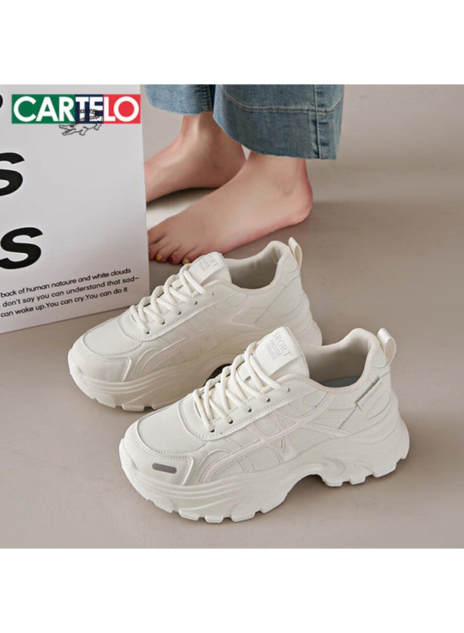 Cartelo Women's Versatile Chunky Sneakers With Platform Soles For Comfortable Sports Casual Running Shoes For Girls 1626 Beige 37 - Image 5