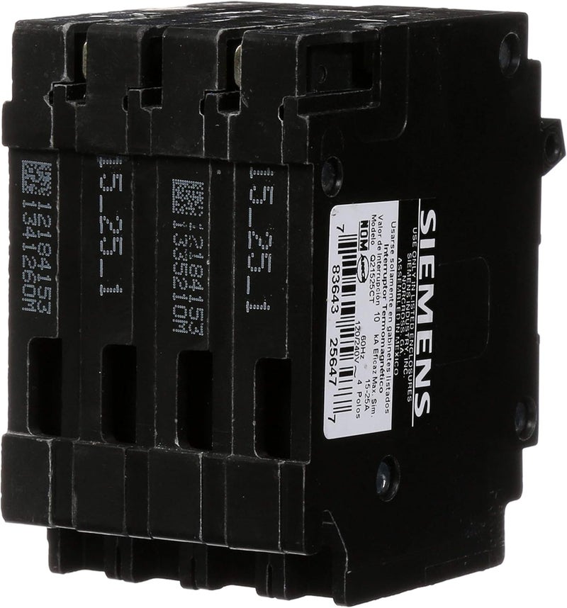 Siemens 25 Amp DoublePole and 2 15 Amp SinglePole Type QT Triplex Circuit Breaker - Image 4