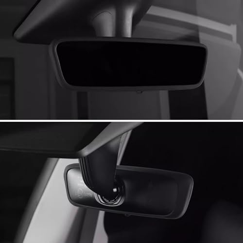 TSTESE 2PCS Protector Trim Frame Compatible with Tesla Model 3 Y 2020-2024 2025 2026 Screen Edge Frame Rearview Mirror Cover Interior Decorations Center Console Decor Highland Juniper Accessories Set (Black) - Image 4