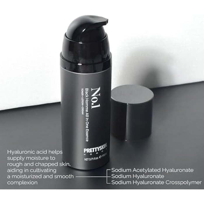 PRETTYSKIN No.1 Black Homme All-in-One Essence for Men – 3.71 fl.oz | Toner+Lotion+Cream in One | Lightweight Face Moisturizer with Hyaluronic Acid & Natural Extracts | Fast-Absorbing Daily Skincare - Image 5