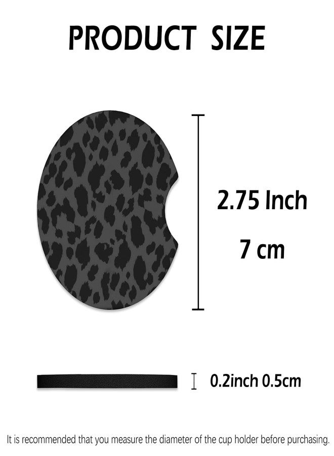 KARREAL 2 Pcs Car Cup Coasters, Black Leopard Print Universal Non-Slip Rubber Car Coasters for Cup Holders 2.75 inch, Car Interior Accessories for Women - Image 3