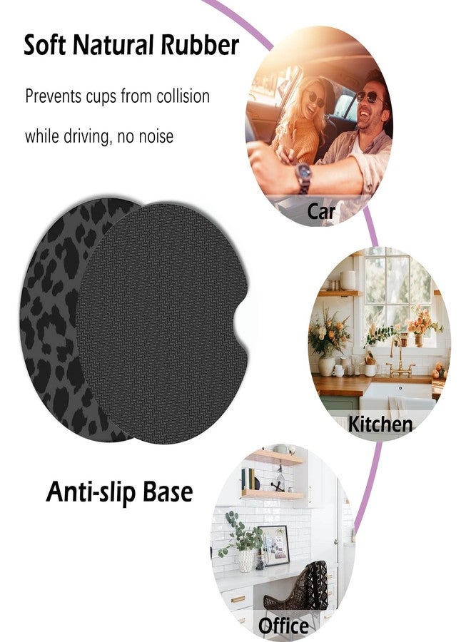 KARREAL 2 Pcs Car Cup Coasters, Black Leopard Print Universal Non-Slip Rubber Car Coasters for Cup Holders 2.75 inch, Car Interior Accessories for Women - Image 5