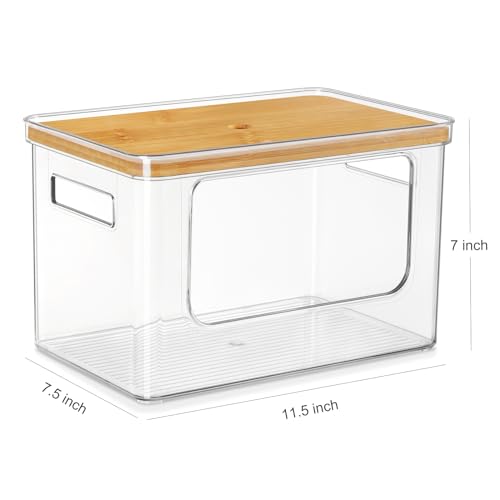 Hudgan Stackable Storage with Bamboo Top for Laundry Room Organization, Extra Large Trash Bag/Garbage Bag Dispenser, Under Sink Organizer, Pantry Organizers - Image 5