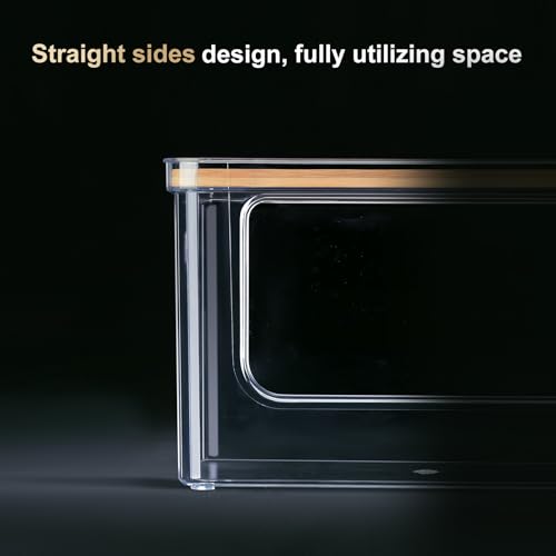 Hudgan Stackable Storage with Bamboo Top for Laundry Room Organization, Extra Large Trash Bag/Garbage Bag Dispenser, Under Sink Organizer, Pantry Organizers - Image 4