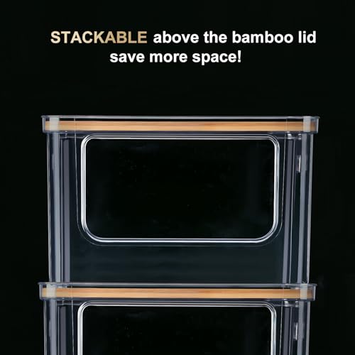 Hudgan Stackable Storage with Bamboo Top for Laundry Room Organization, Extra Large Trash Bag/Garbage Bag Dispenser, Under Sink Organizer, Pantry Organizers - Image 3