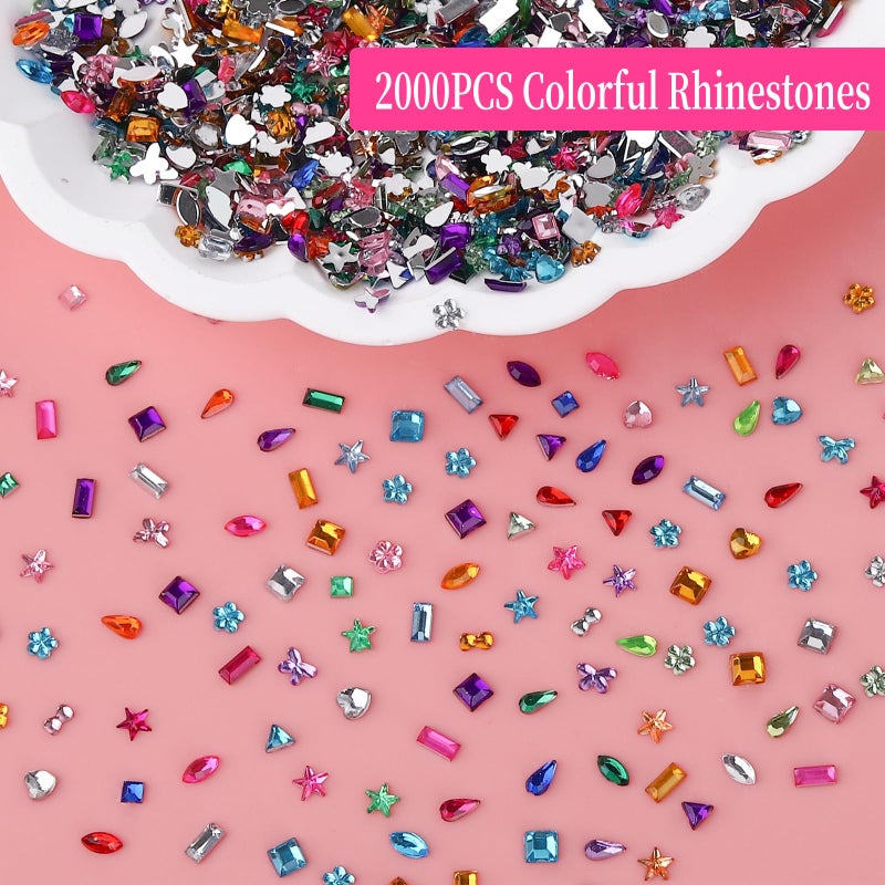 Jremg Colorful Rhinestones Rhinestone Charms Multi Shape Crystal 3D Geometric Nail Crafts - 2000Pcs - Image 2