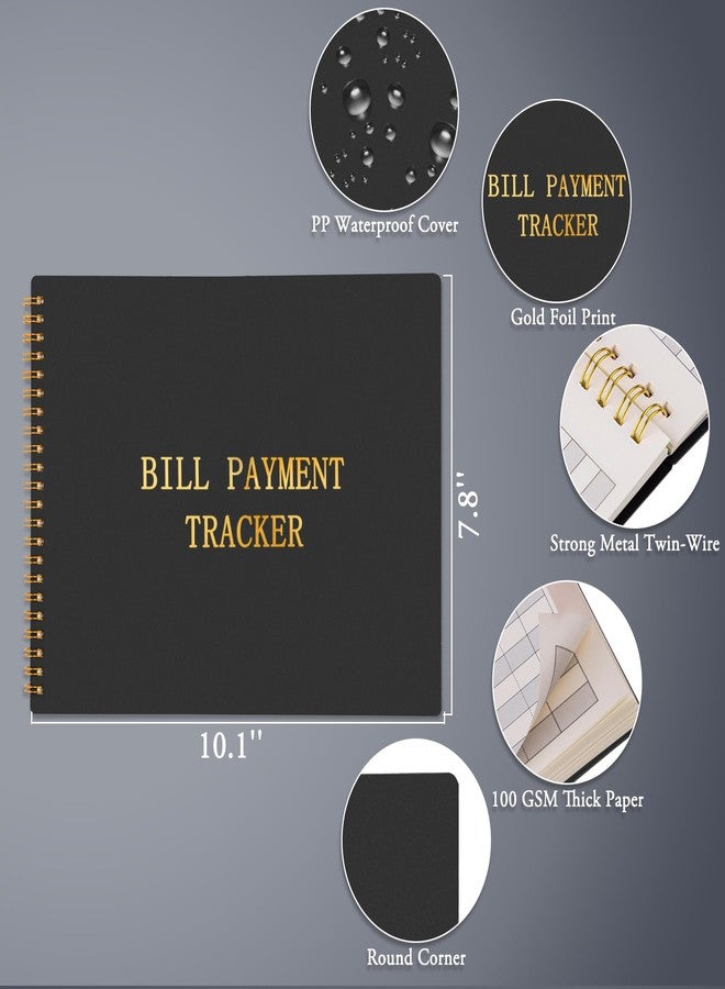 HAUTOCO Bill Tracker Notebook Monthly Bill Payment Tracker for Personal Budgeting Home Financial with 2 Storage Pocket, Payments Checklist Organizer Bill Planner 10.1 x 7.8'', Black - Image 3