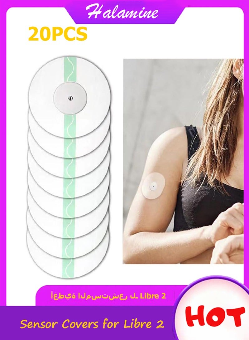 Halamine 20 Pack Freestyle Sensor Covers for Libre 2, Long Lasting Sweat-Proof Continuous Glucose Monitor,Adhesive Patches Waterproof, Waterproof Sensor Patches, Waterproof Adhesive Transparent Tape - Image 1