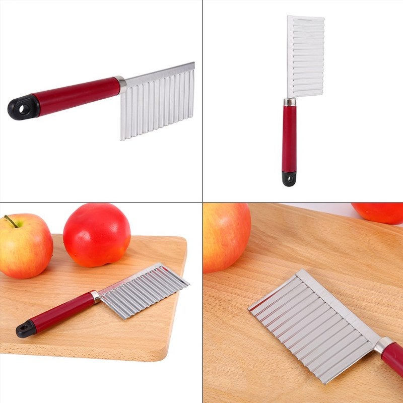 Potato Wavy Knife 430 Stainless Steel Blade Ergonomic Handle Multifunction Cutting Tool - Wavy Edge Slicer Fruit Vegetable Cutter for Home Kitchen Cooking - Image 3