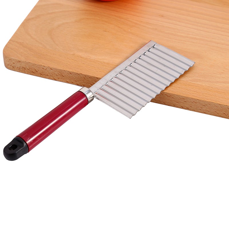 Potato Wavy Knife 430 Stainless Steel Blade Ergonomic Handle Multifunction Cutting Tool - Wavy Edge Slicer Fruit Vegetable Cutter for Home Kitchen Cooking - Image 2
