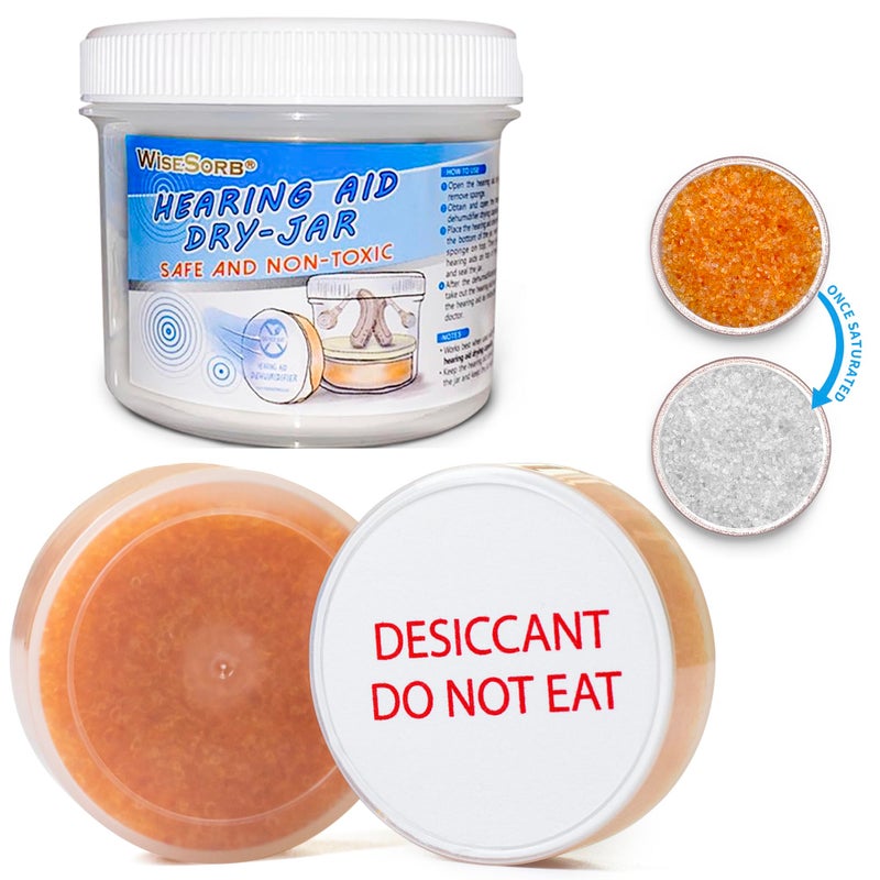 Wisesorb Hearing Aid Dryer Hearing Aid Dehumidifier Hearing Drying Jar and Dehumidifier Set 1 Container and 1pcs  30g Capsules