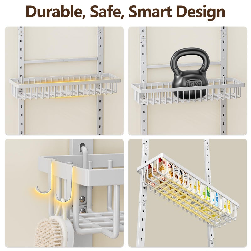 POKIPO 9 Tier Over The Door Pantry Organizer, 2 in 1 Wall Mount or Hanging Spice Rack with Adjustable Basket, Seasoning Organizer and Storage for Kitchen Cabinet Closet Bathroom - Image 4
